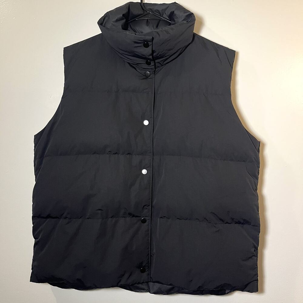 Everlane Re-Down Puffer Vest Women Size 2XL Black Recycled Fabrics Sustainable